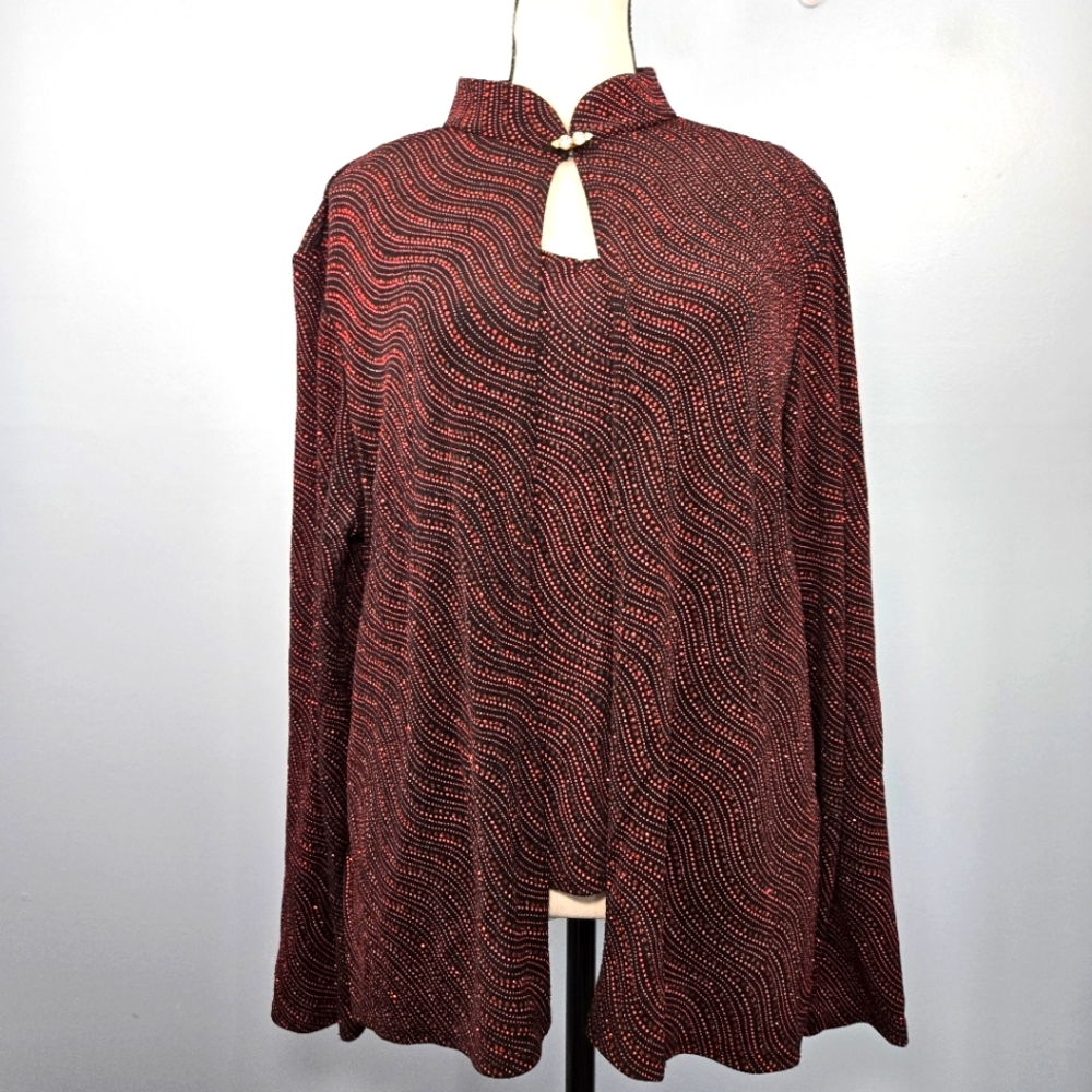 Blu Sage Two-Piece Sleeveless Top Cardigan Set Womens Size XL Red Rhinestones